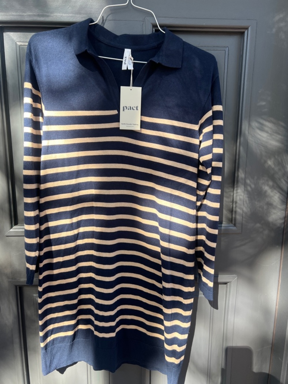 Pact Encinitas Classic Fine Knit Collared Sweater Dress